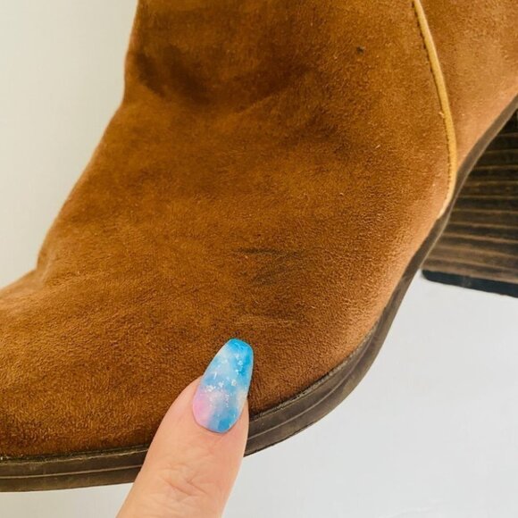 Qupid Cognac Tan Western Style Fringe Ankle Booties Sz 7 - Picture 8 of 15